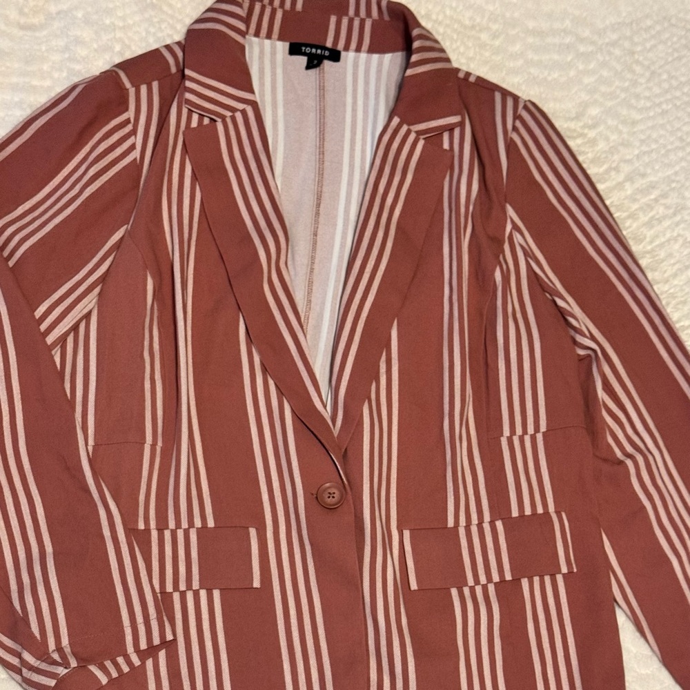 Torrid Pink Striped Blazer - Picture 2 of 4